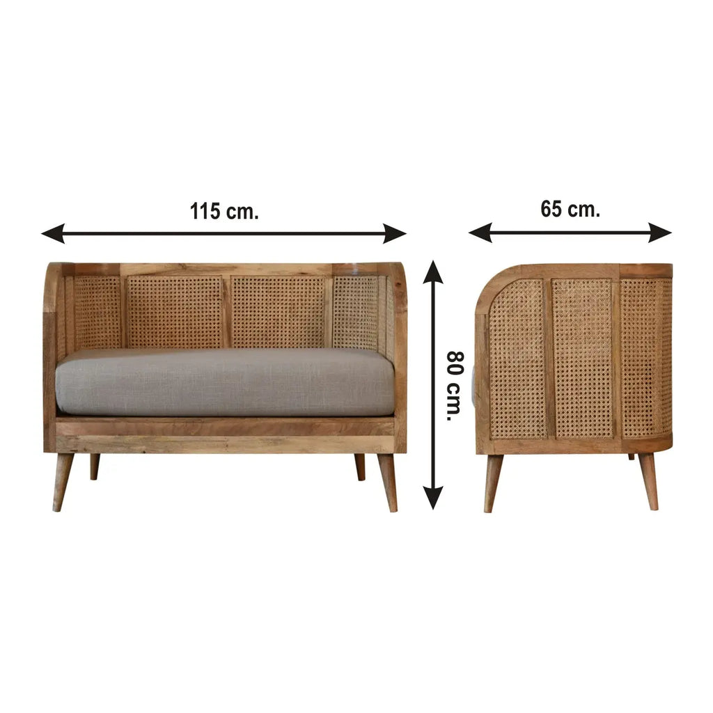 Mud Linen Patterned 2 Seater Sofa - Avivra