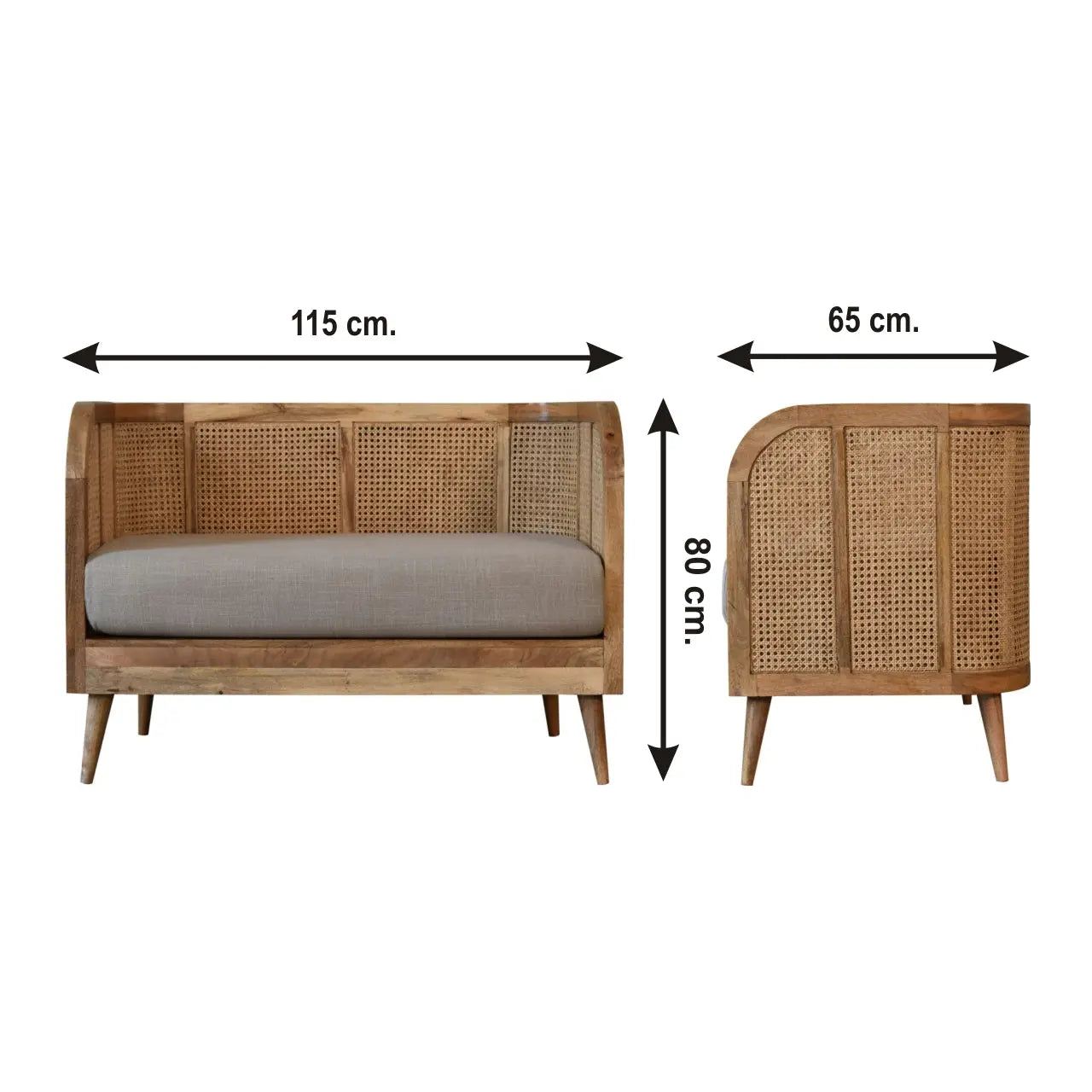 Mud Linen Patterned 2 Seater Sofa - Avivra