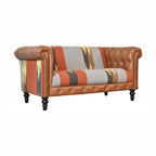 Mixed Leather & Durrie Print Sofa - Avivra