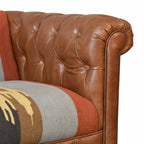Mixed Leather & Durrie Print Sofa - Avivra