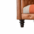 Mixed Leather & Durrie Print Sofa - Avivra