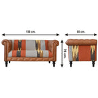 Mixed Leather & Durrie Print Sofa - Avivra