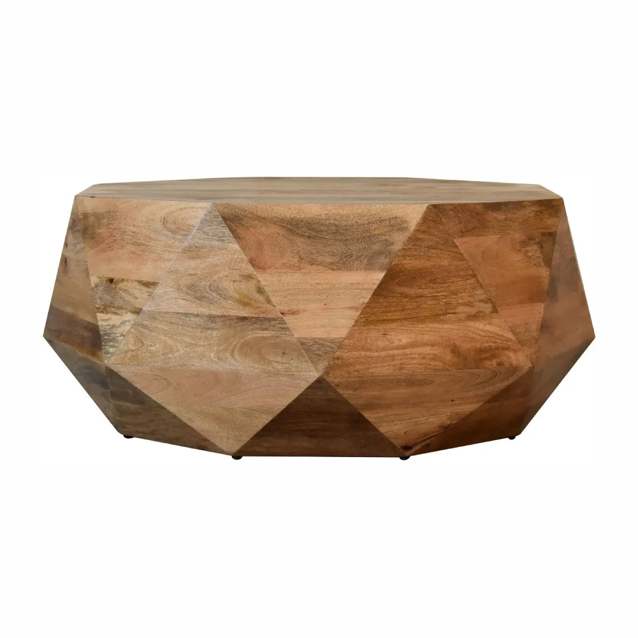 geometric round coffee table crafted from solid mango wood