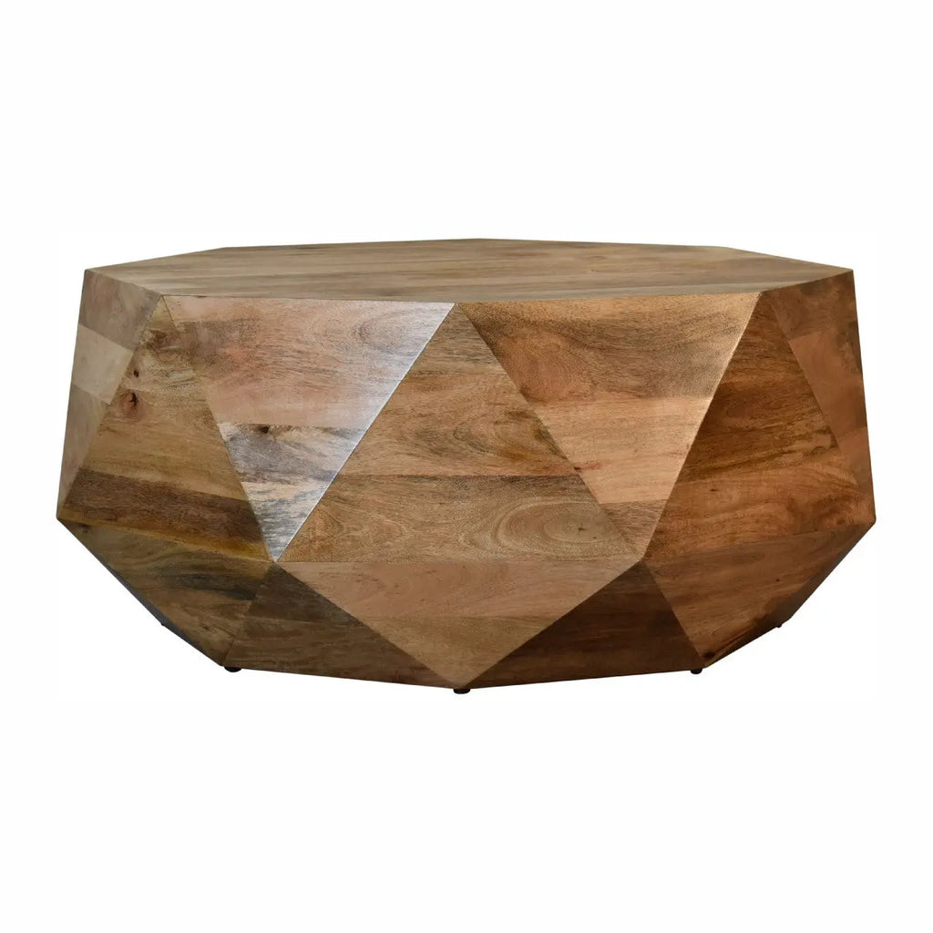 Geometric Round Solid Wood Coffee Table - Avivra
