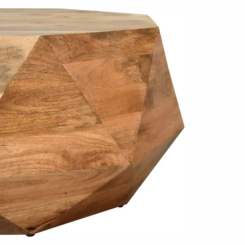 Geometric Round Solid Wood Coffee Table - Avivra