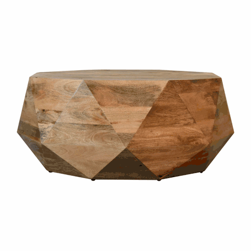 Geometric Round Solid Wood Coffee Table - Avivra
