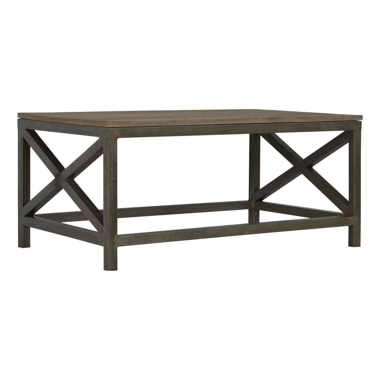 Industrial Cross Metal Oatmeal Coffee Table Avivra