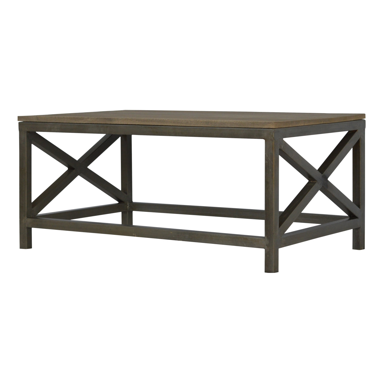 Industrial Cross Metal Oatmeal Coffee Table Avivra