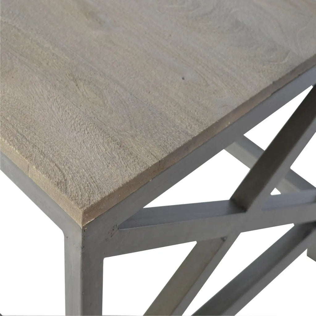 Industrial Cross Metal Oatmeal Coffee Table Avivra