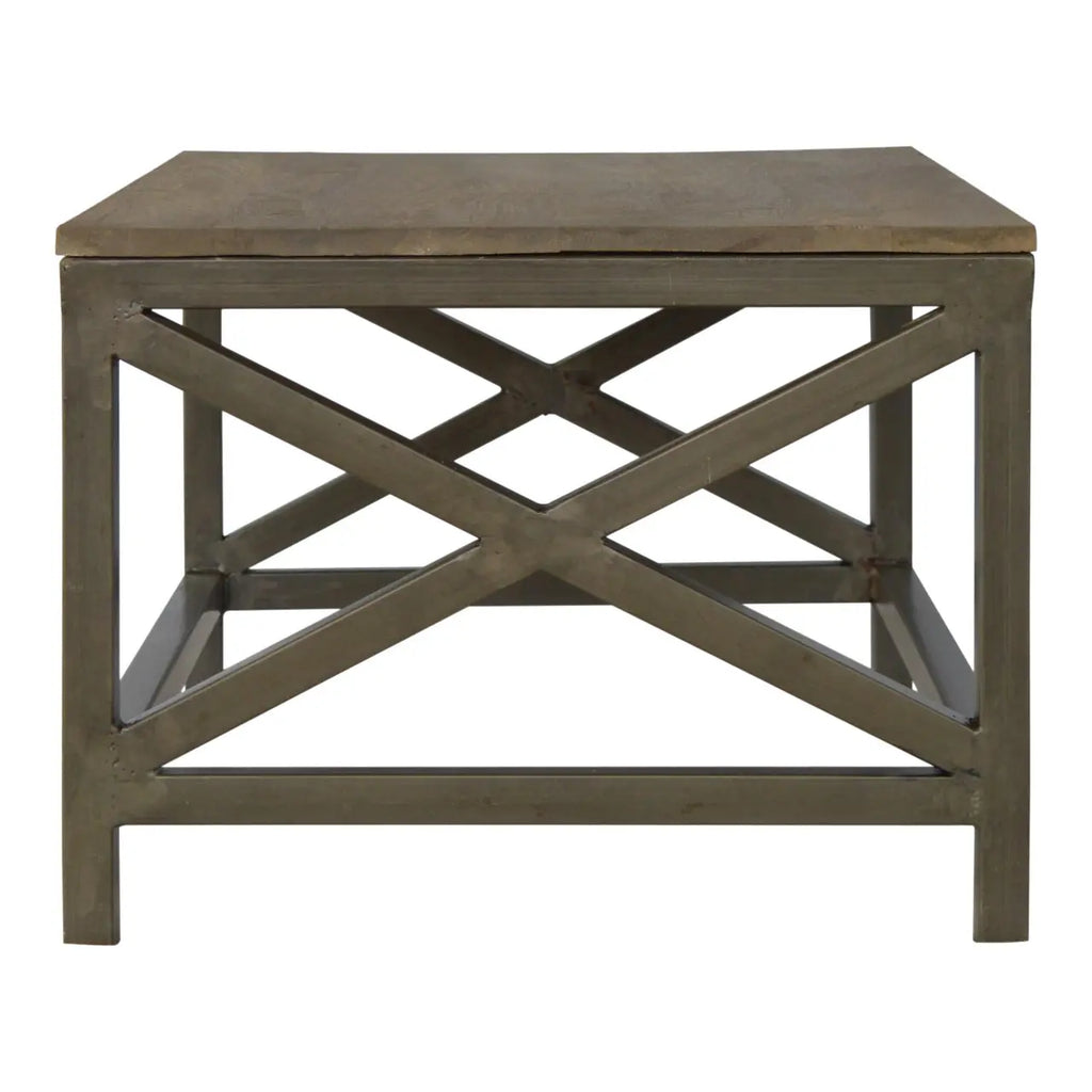 Industrial Cross Metal Oatmeal Coffee Table Avivra