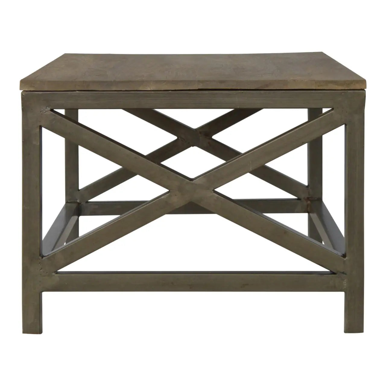 Industrial Cross Metal Oatmeal Coffee Table Avivra