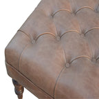 Buffalo Brown Leather Ottoman With Castor Legs - Avivra