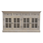Stone Acid Wash Glazed Sideboard crafted from solid mango wood with weathered acid wash finish and glazed cabinet doors