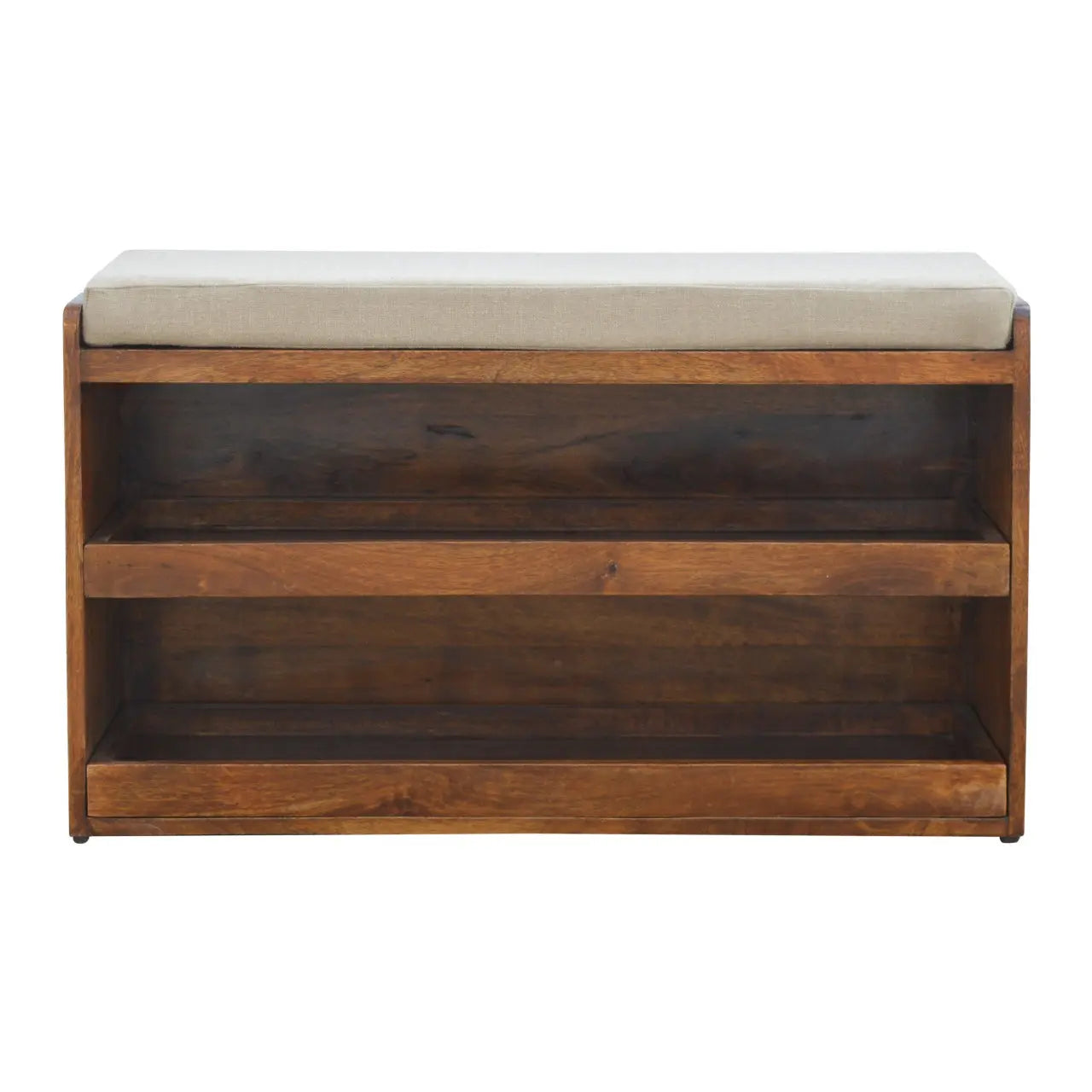 Mud linen top shoe storage cabinet crafted from solid mango wood