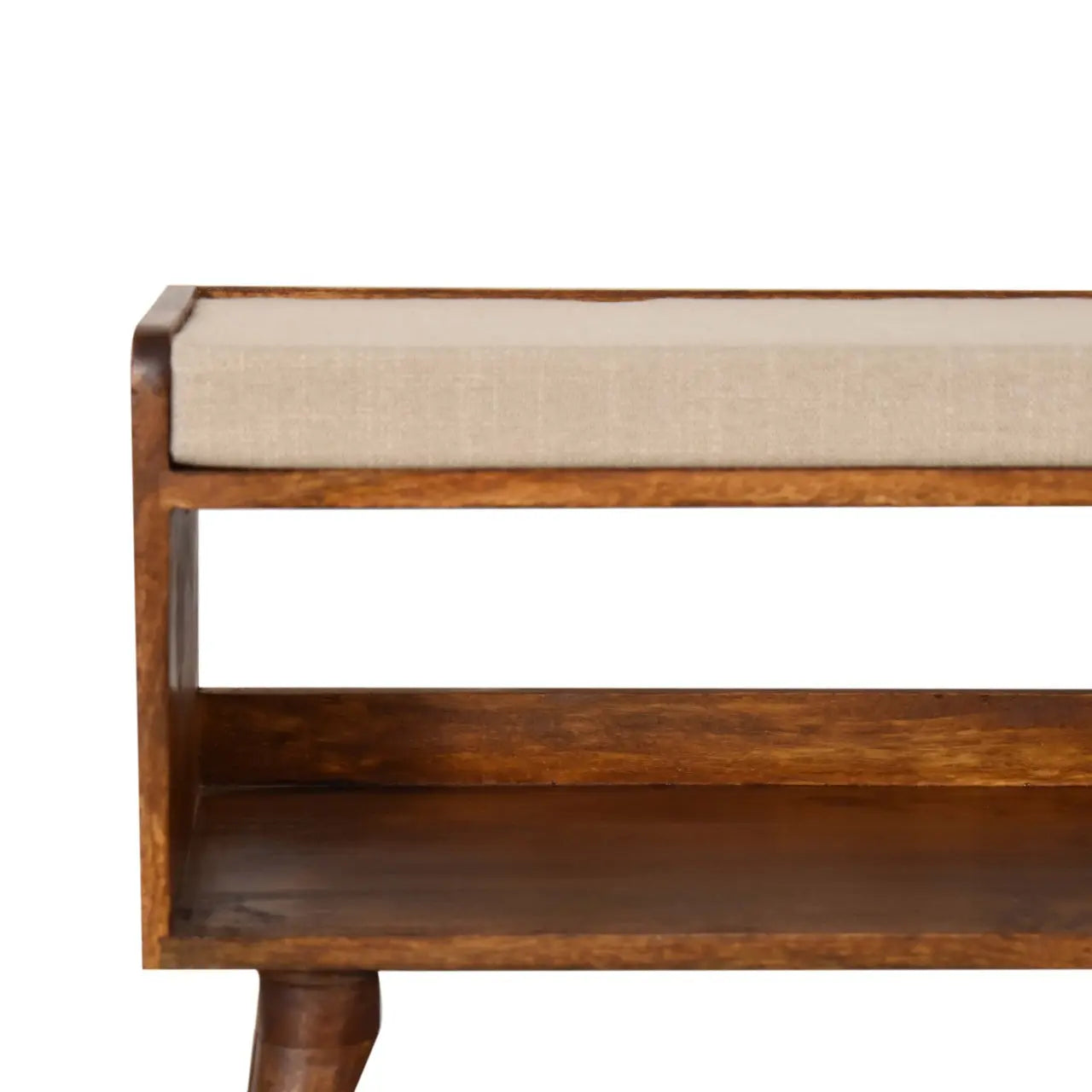 Mud Linen Nordic Storage Bench | Chestnut Finish - Avivra