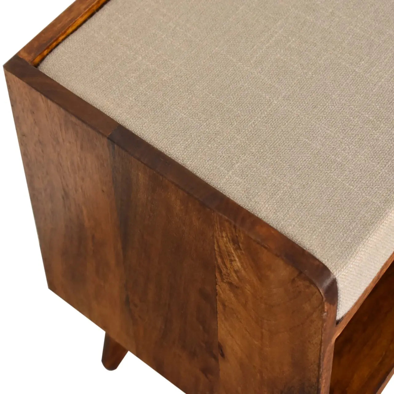 Mud Linen Nordic Storage Bench | Chestnut Finish - Avivra