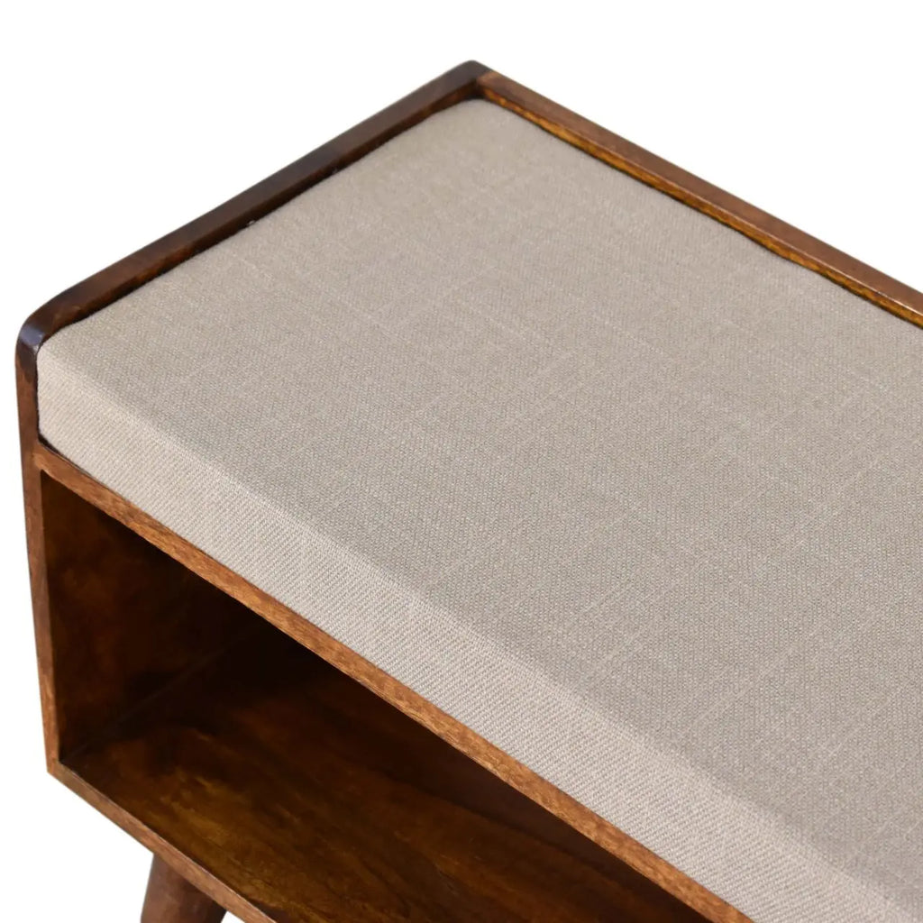 Mud Linen Nordic Storage Bench | Chestnut Finish - Avivra