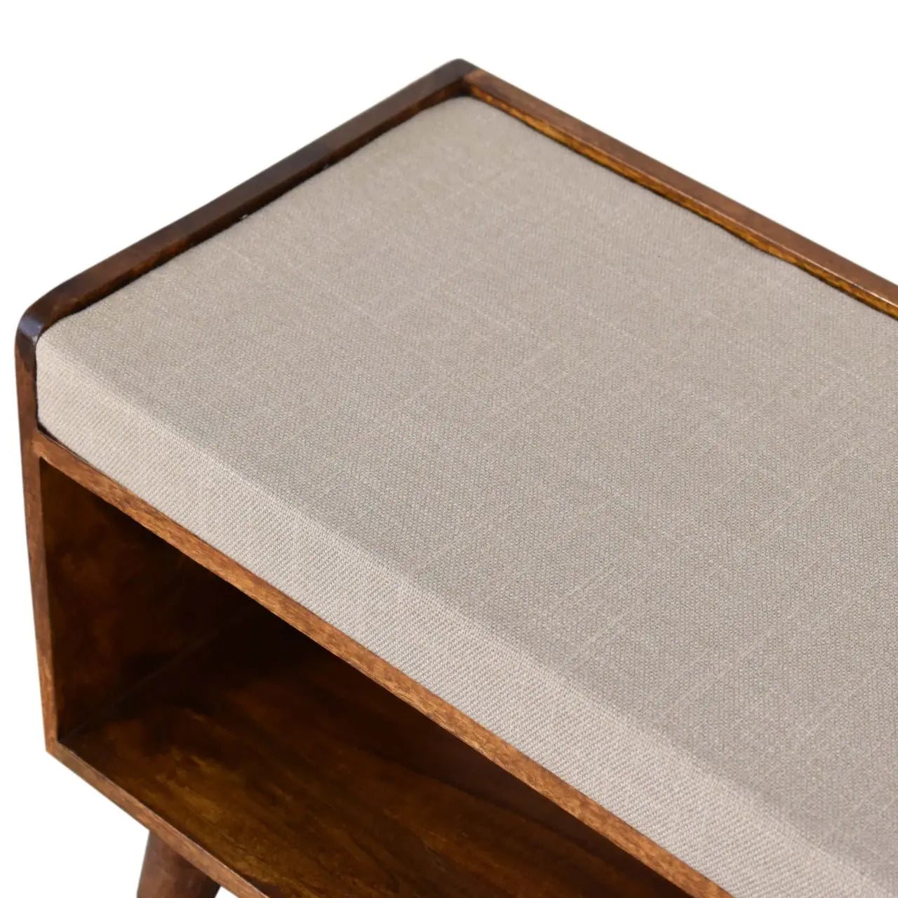 Mud Linen Nordic Storage Bench | Chestnut Finish - Avivra