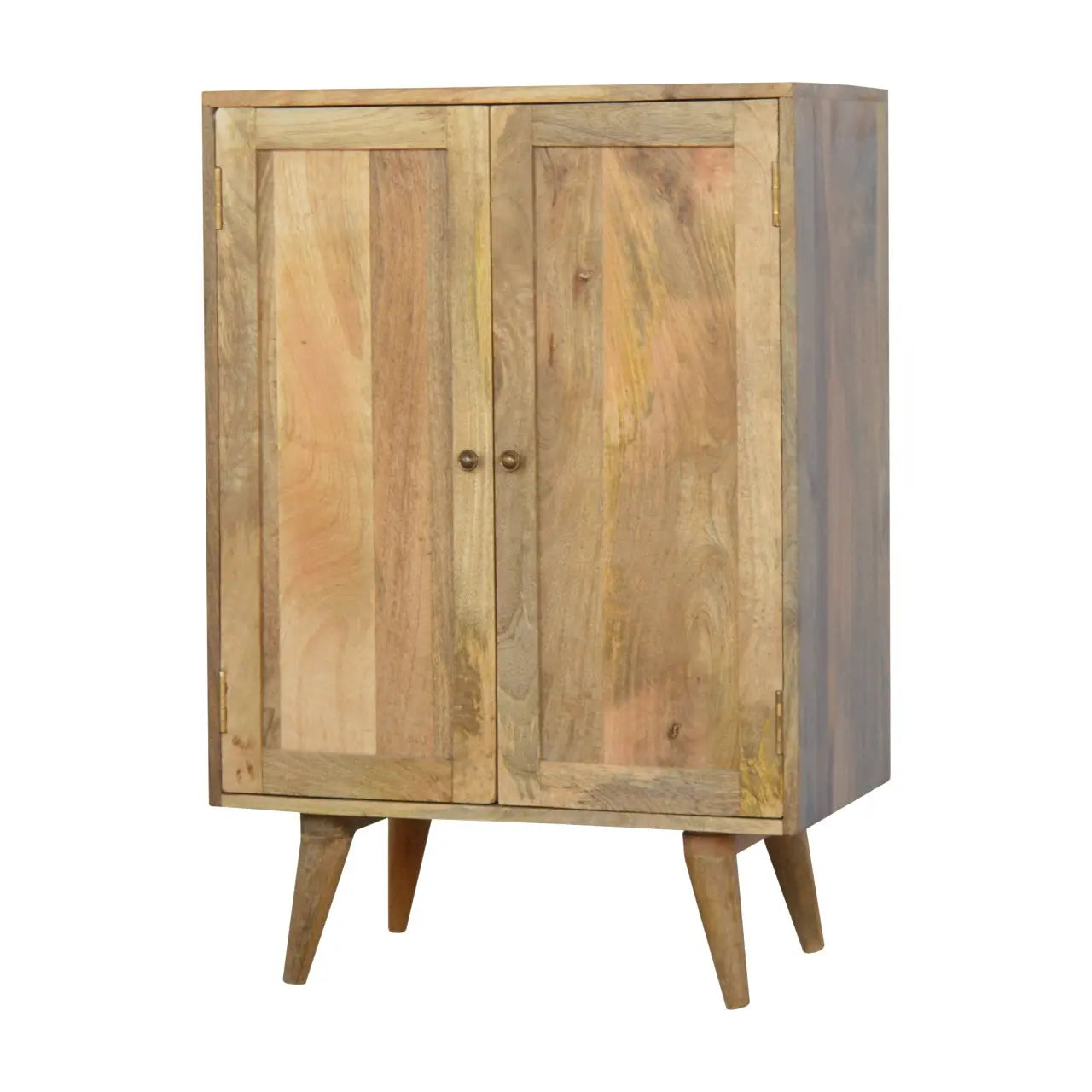 Solid mango wood kitchen cabinet with two doors and internal shelf