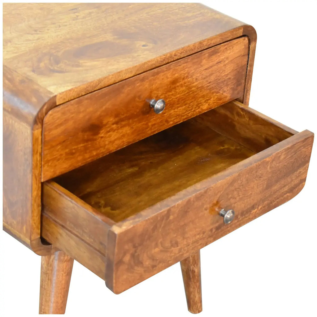 Curved Chestnut Nightstand - Avivra