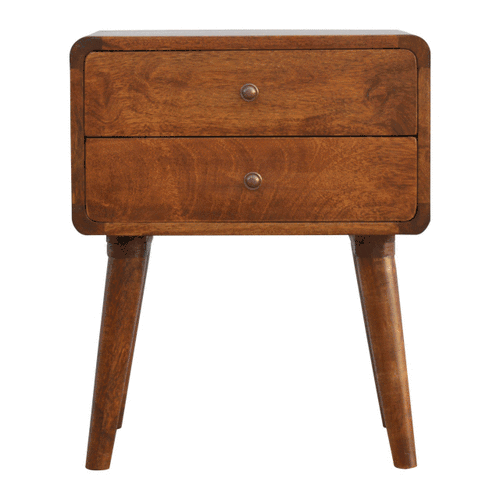 Curved Chestnut Nightstand - Avivra