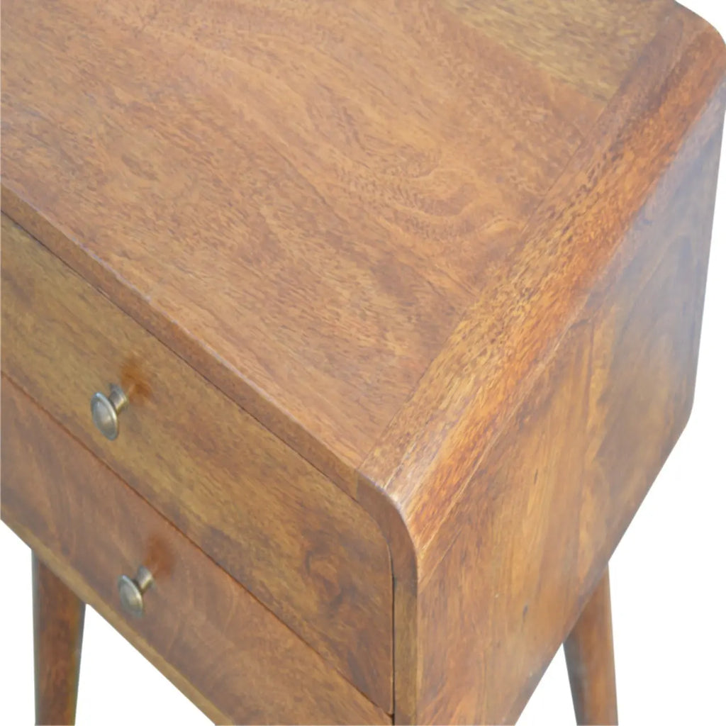 Curved Chestnut Nightstand - Avivra