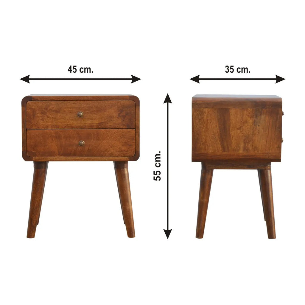 Curved Chestnut Nightstand - Avivra