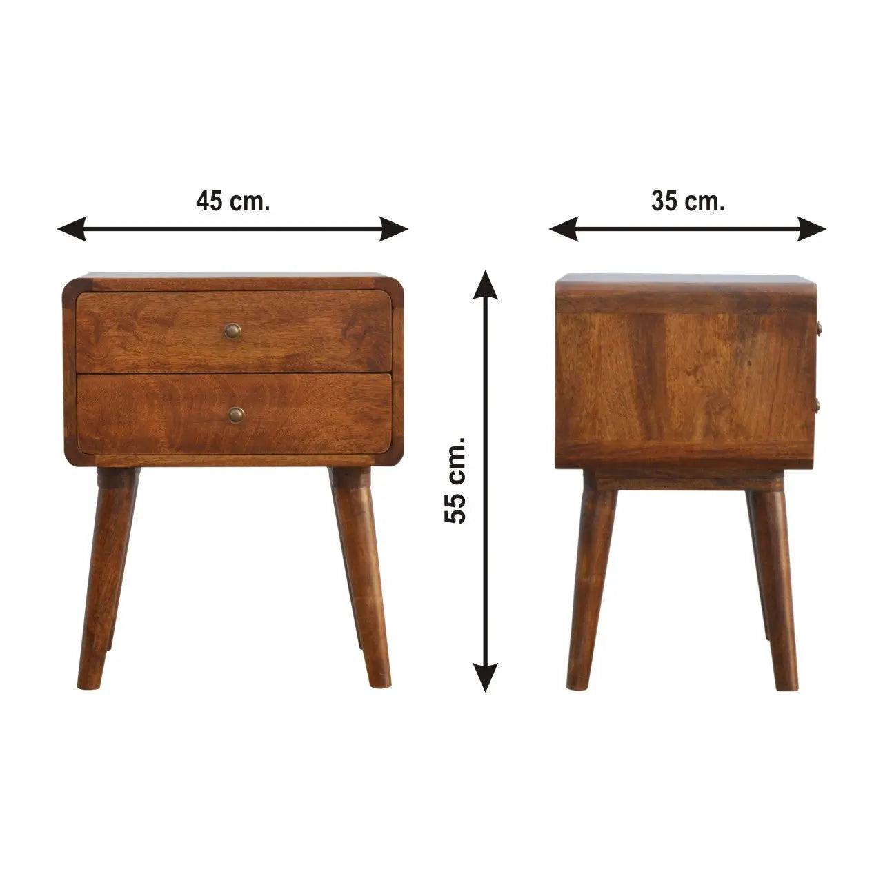 Curved Chestnut Nightstand - Avivra