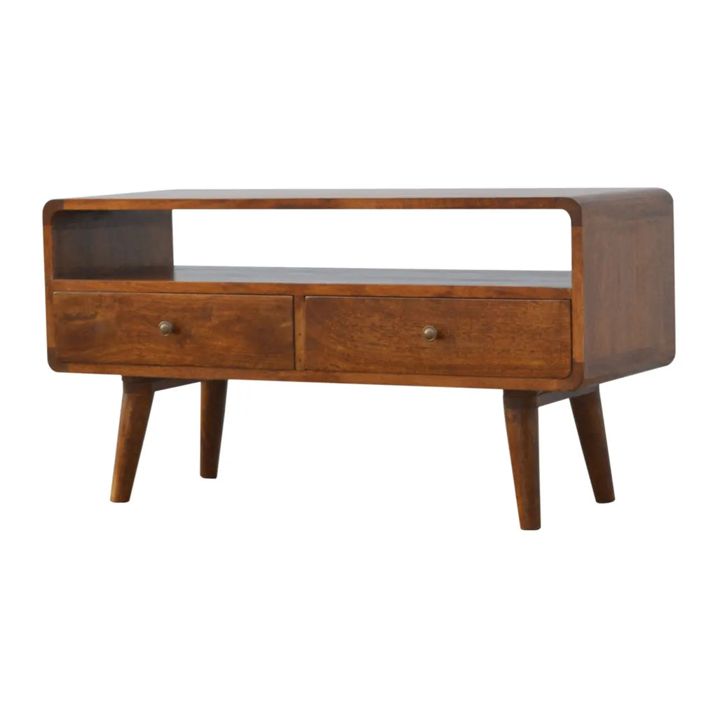 Curved Chestnut Media Unit - Avivra
