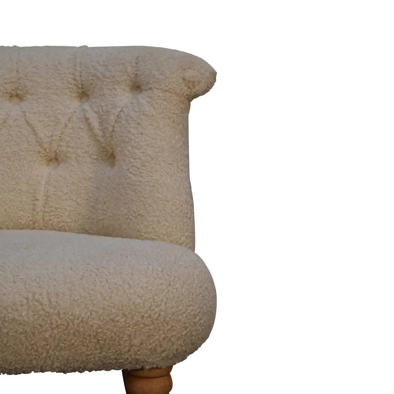 Bouclé Handwoven Accent Chair – Hand-Carved Solid Mango Wood - Avivra