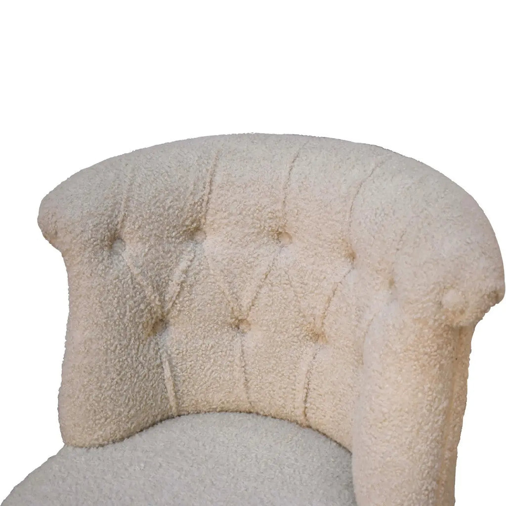 Bouclé Handwoven Accent Chair – Hand-Carved Solid Mango Wood - Avivra