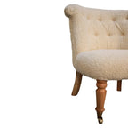Bouclé Handwoven Accent Chair – Hand-Carved Solid Mango Wood - Avivra