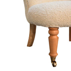 Bouclé Handwoven Accent Chair – Hand-Carved Solid Mango Wood - Avivra