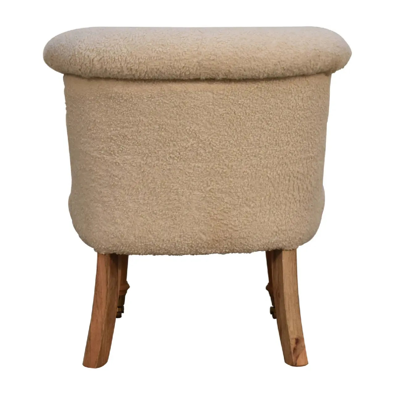 Bouclé Handwoven Accent Chair – Hand-Carved Solid Mango Wood - Avivra