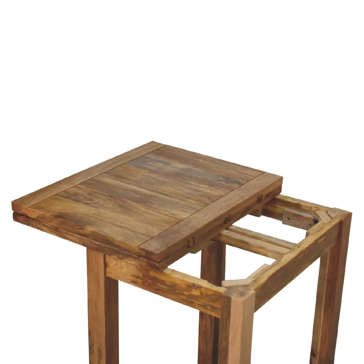 Solid mango wood butterfly extension dining table with hidden extension leaf