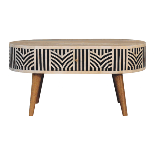 Boho Bone Inlay Coffee Table | Oak-ish Finish - Avivra
