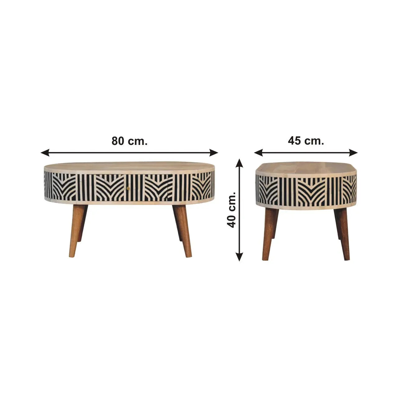 Boho Bone Inlay Coffee Table | Oak-ish Finish - Avivra
