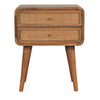 Close-knit 2 Drawer Nightstand | Woven Rattan Design Avivra