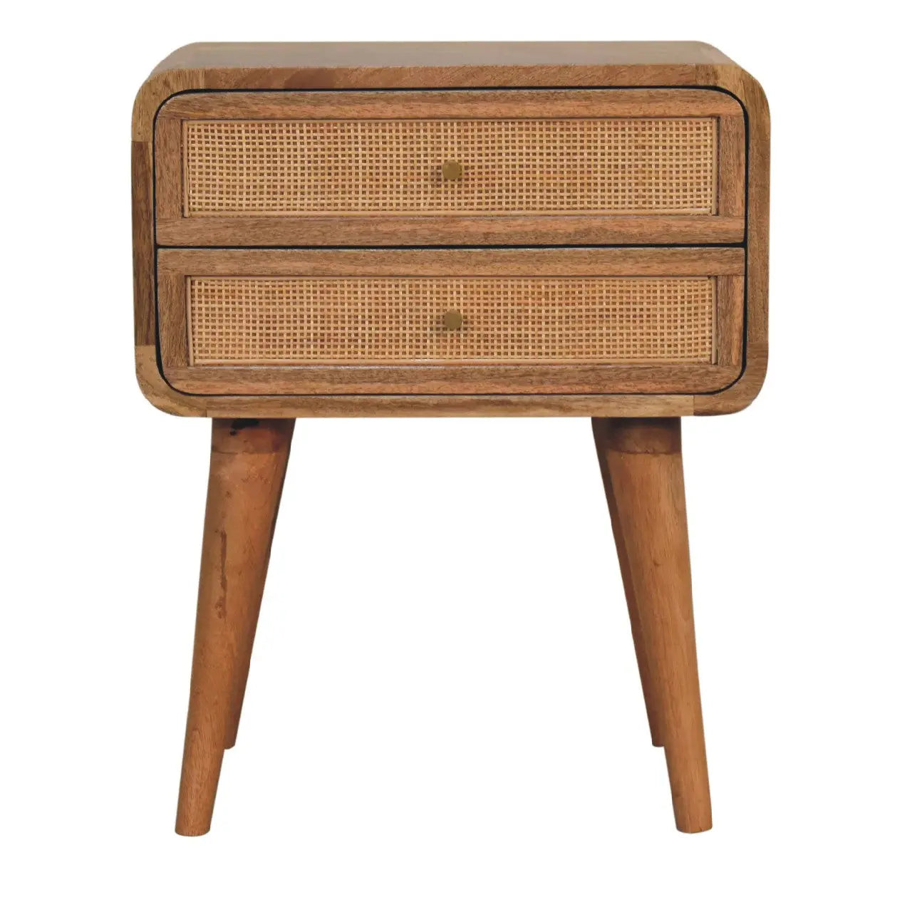 Close-knit 2 Drawer Nightstand | Woven Rattan Design Avivra