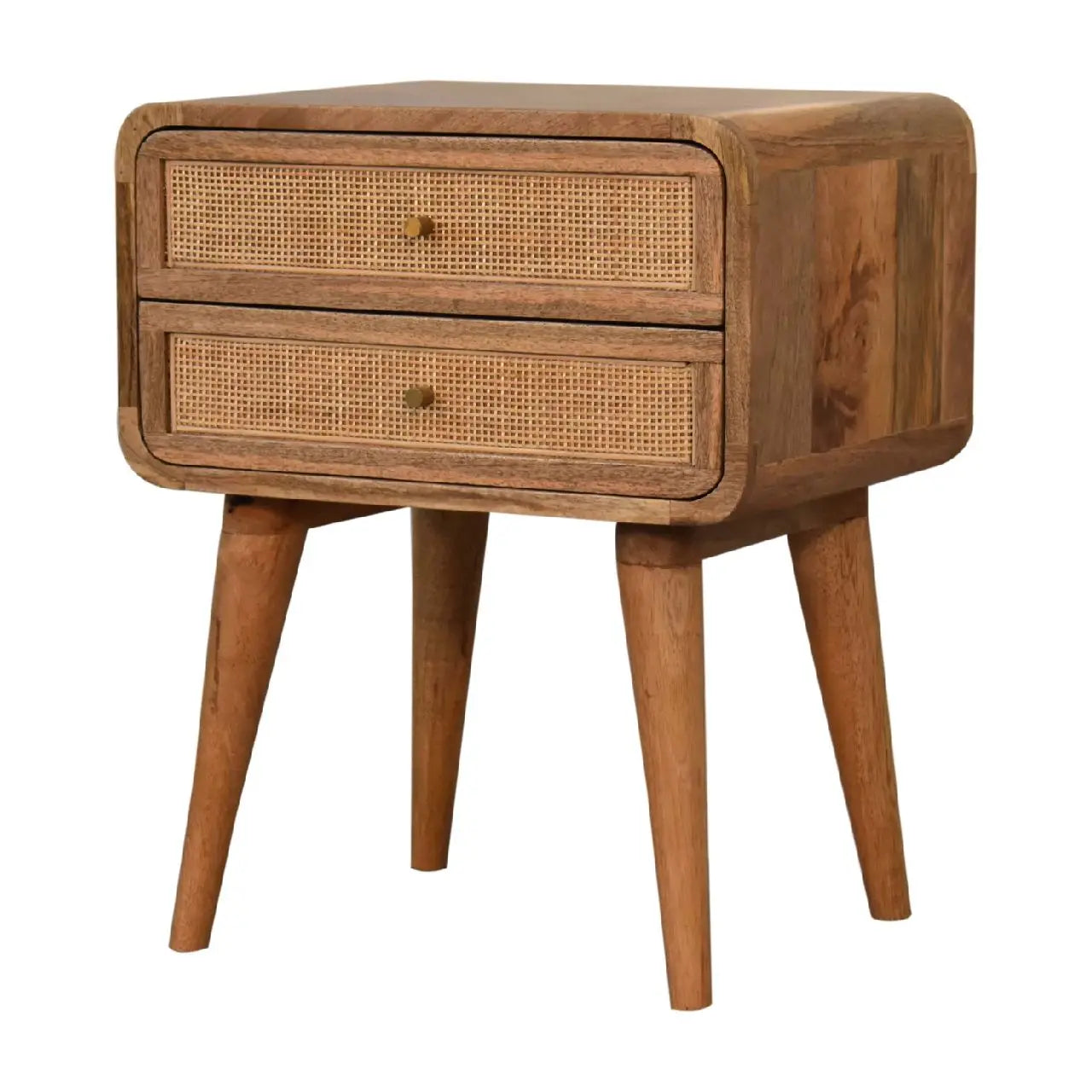 Close-knit 2 Drawer Nightstand | Woven Rattan Design Avivra