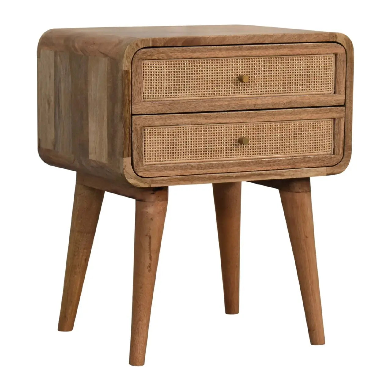 Close-knit 2 Drawer Nightstand | Woven Rattan Design Avivra