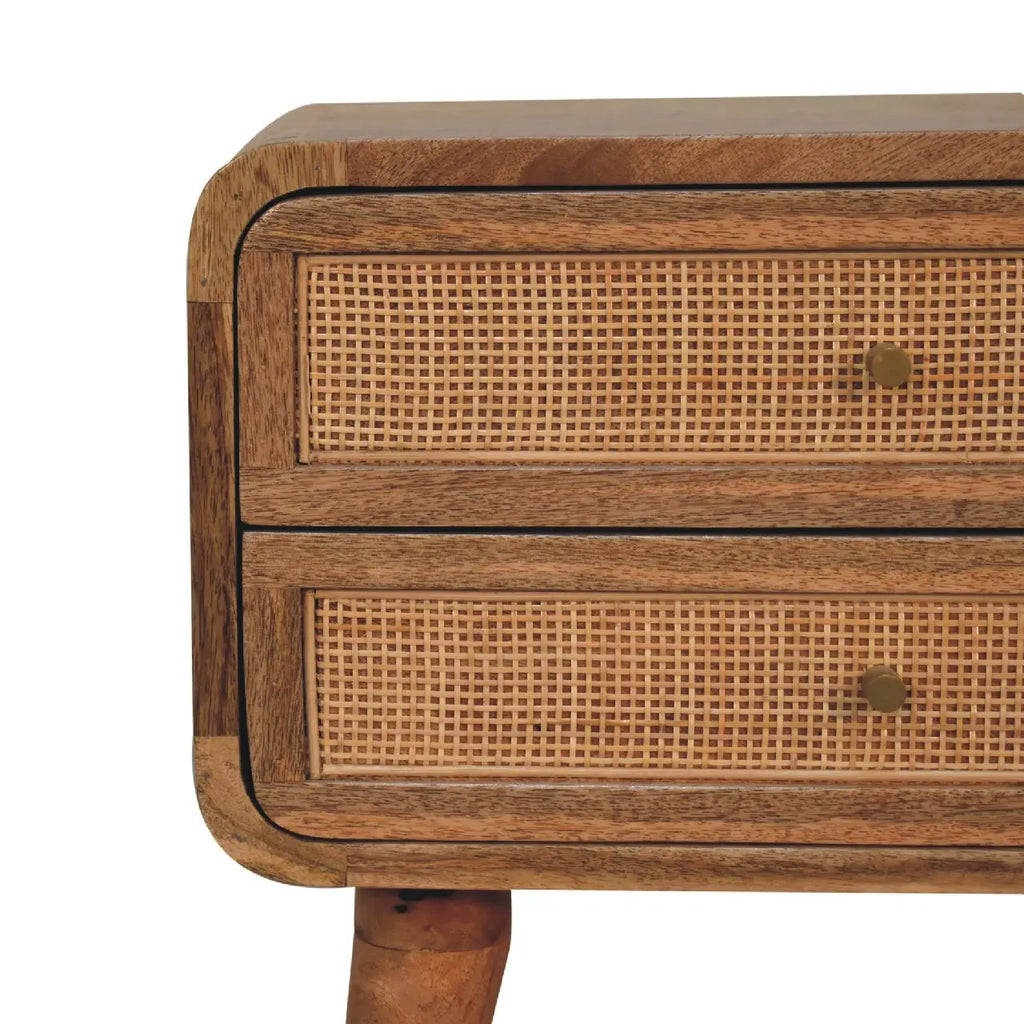 Close-knit 2 Drawer Nightstand | Woven Rattan Design Avivra