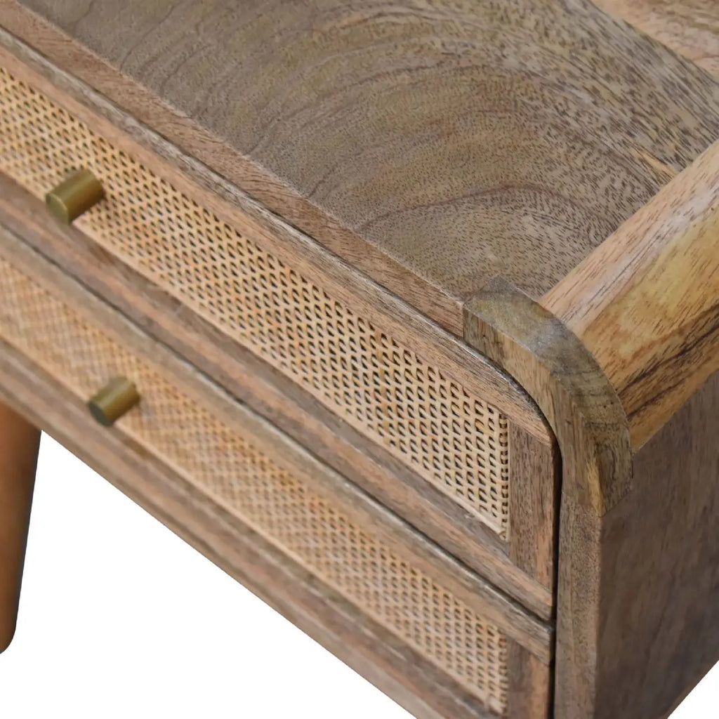 Close-knit 2 Drawer Nightstand | Woven Rattan Design Avivra