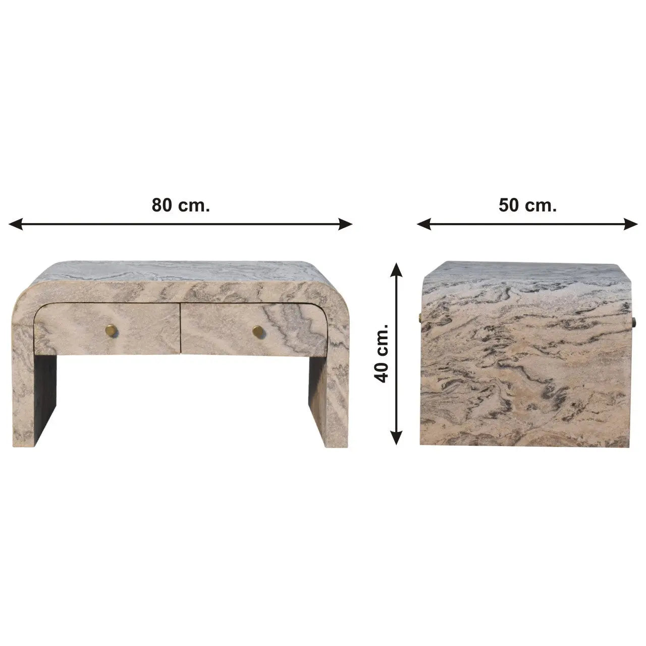 Nouveau Marble Effect Coffee Table – 4 Drawer - Avivra