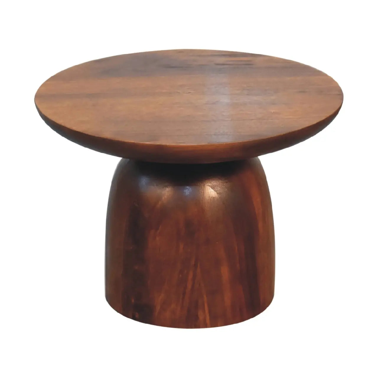 solid mango wood side table with chestnut finish