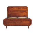 curved chestnut mango wood double bed fram