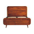Curved Chestnut Mango Wood Double Bed - Avivra