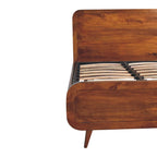 Curved Chestnut Mango Wood Double Bed - Avivra