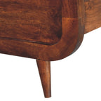 Curved Chestnut Mango Wood Double Bed - Avivra