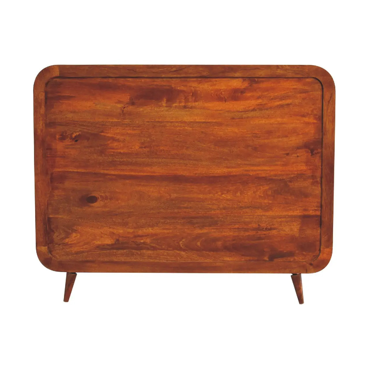 Curved Chestnut Mango Wood Double Bed - Avivra